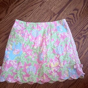 Lilly Pulitzer Pink and Green Tropical Mini Skirt